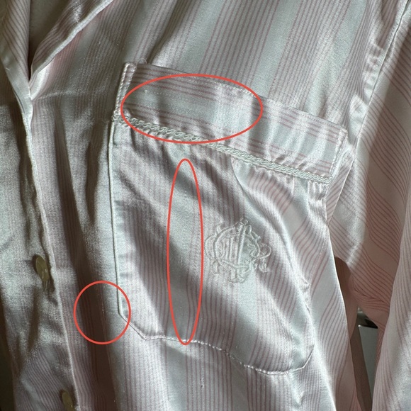 Vintage Christian Dior I. Magin Pink Striped Satin Button Up Pajama Shirt Large - Picture 6 of 9